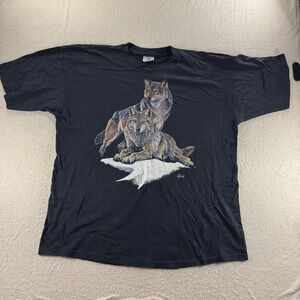 Vintage Al Agnew Wolves Graphic T Shirt TSF Sportswear‎ Black XX-Large Outdoor